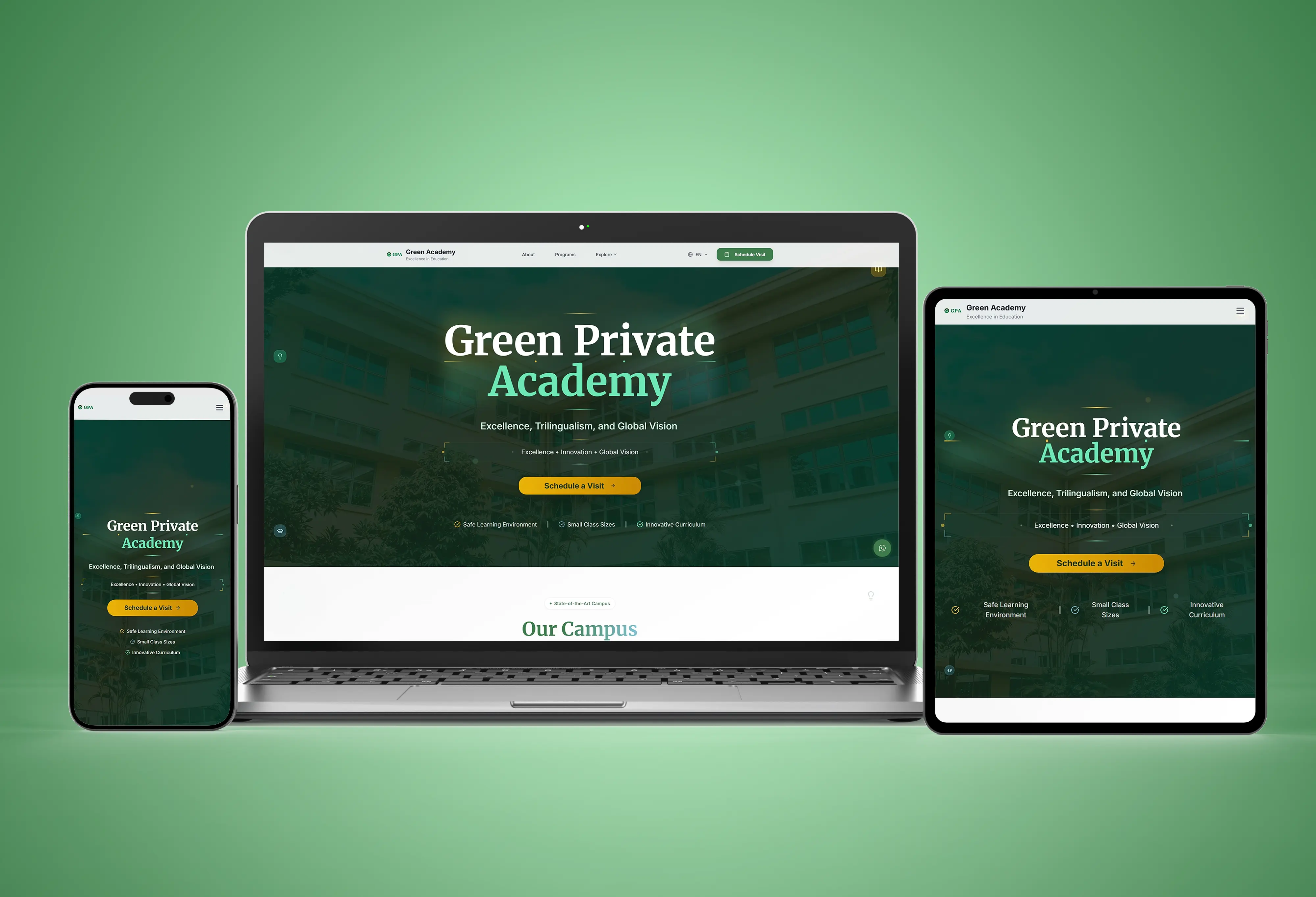 Green Private Academy Website - Screenshot 1